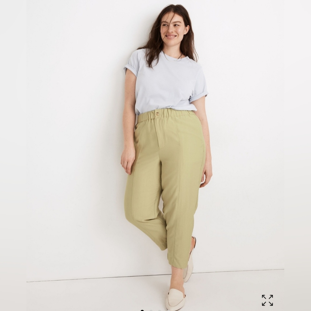 Madewell Tapered Huston Pull-On Crop Pants Trousers Faded Seagrass Size Small